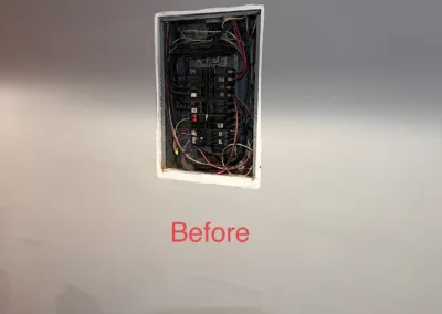 A room with a tv mounted on the wall.